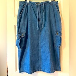 Vintage Kodiak (NOT MODERN SIZE 20) cargo no stretch denim midi/maxi y2k 90s